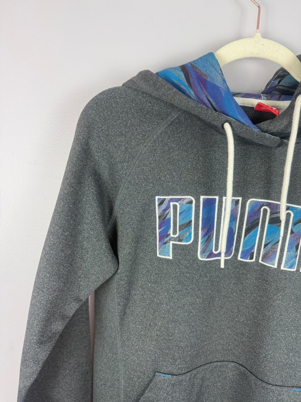 Puma Warm Cell Technical Pullover Hoodie - Heather Charcoal & Blue Women's Large - Picture 6 of 15